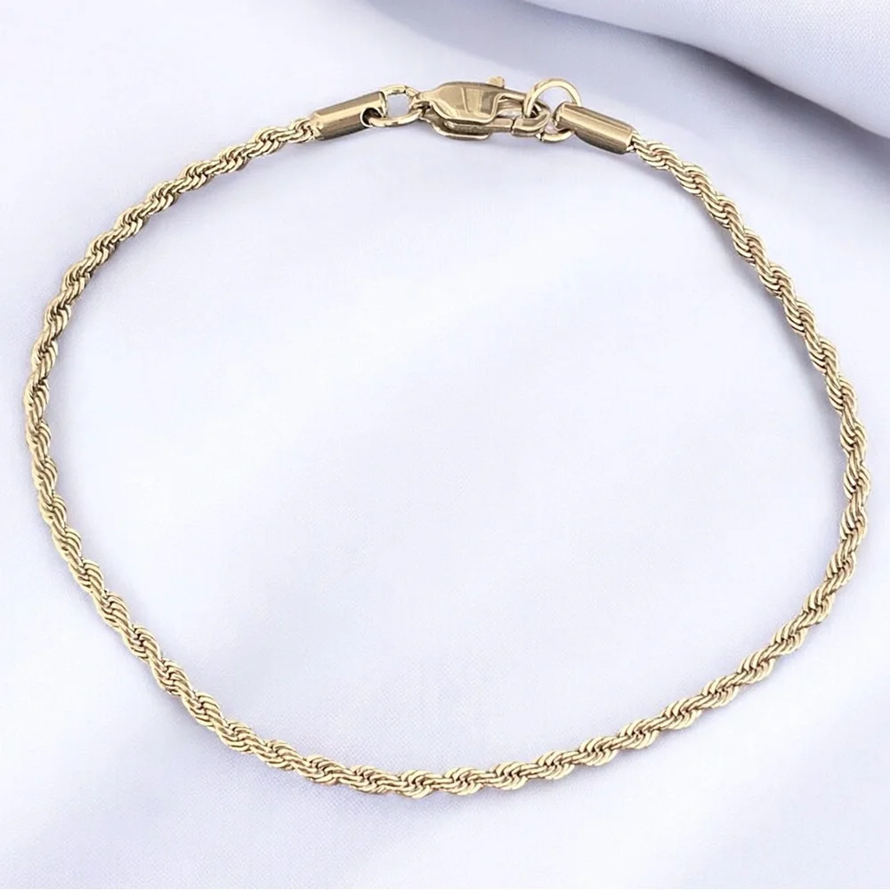 Rope Stainless Steel 8 inch 2.5mm width bracelet - Silver